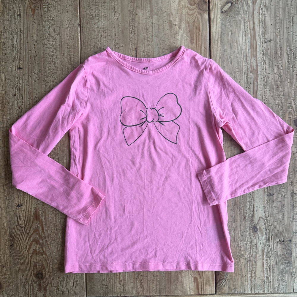 H&M Pink Long Sleeve Tee with Bow Print